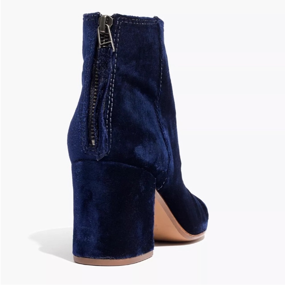 Sam Edelman The Jillian Boot Crushed Velvet Navy Blue Zipper Back Pull Size 6.5 - Picture 11 of 11